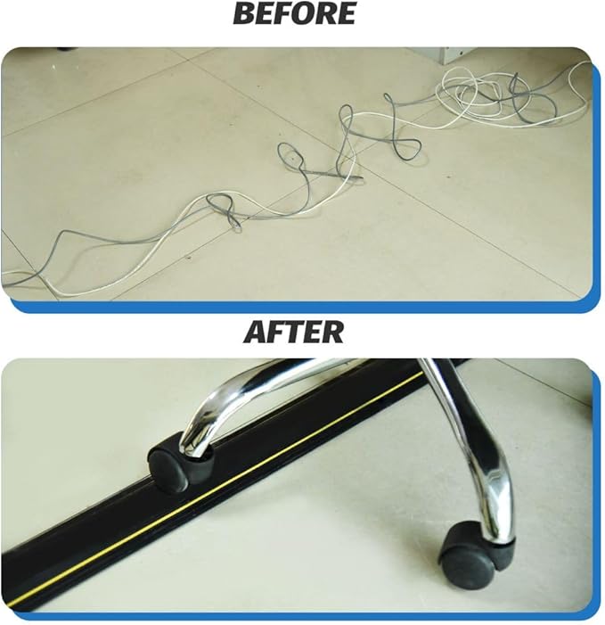 10FT Floor Cord Cover, Heavy Duty PVC Floor Cable Cover,Wire Cover to Protect Wire Prevent Cable Trips for Home Office,Cavity Size 0.94" by0.4