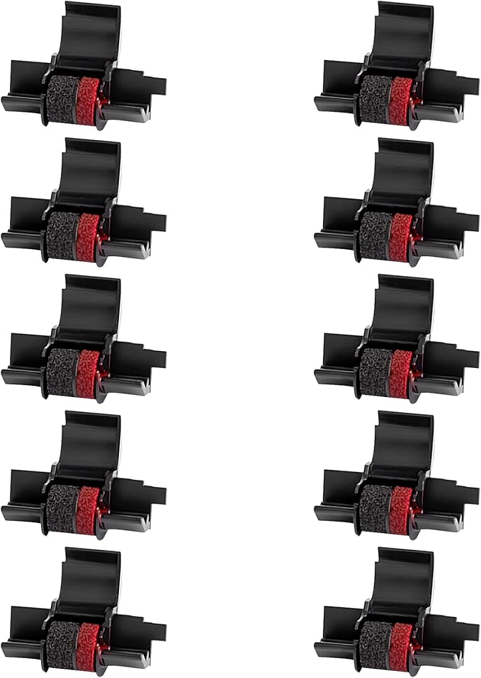 10 Pack IR40T IR-40T Compatible with Calculator Ink Roller Ribbon Replacement for P23-dhv CP13 Replacement for Sharp EL-1750V CP-13 MP-12D EL-1801V HR-100TM HR-170RC Printer, Black and Red