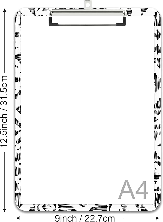 Rimilak Plastic Clipboards with Metal Clip, A4 Letter Size 9 x 12.5 in, Office Decorative for Students Women Men and Kids, Cute Custom Pattern, Abstract Diamond