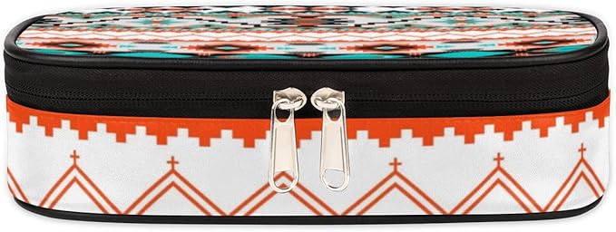 Pardick Aztec Big Capacity Pencil Pen Case Aztec Print Large Pencil Pouch with Zipper Compartments Pencil Bag for Boys Girls Adults Student Office School Supplies