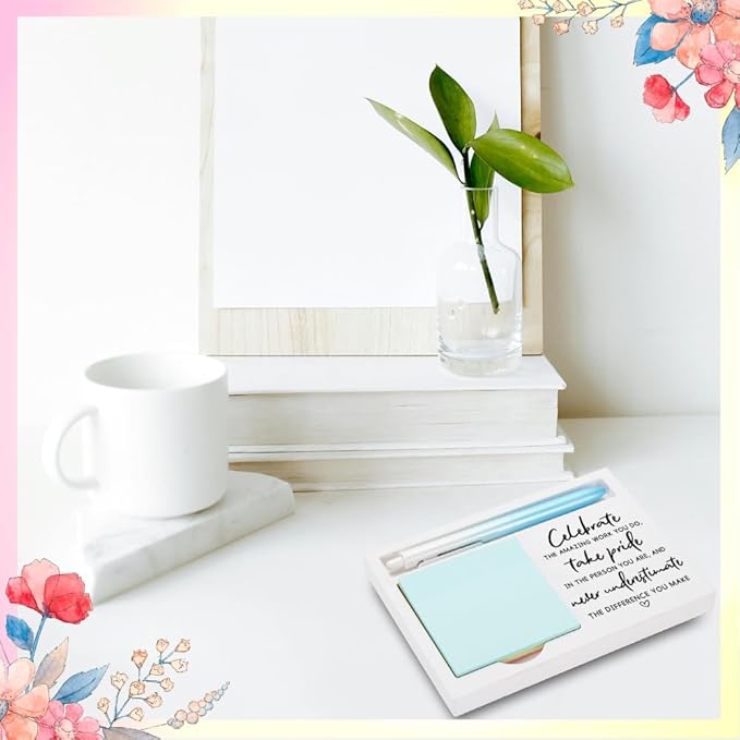 FOUGSTA Self - Pride Appreciation Gift, Motivational Gift for Colleagues in Their Roles, Encouraging Gift for Friends Celebrating Self - Worth, Wooden Sticky Note Holder, 16.5 x 12 x 1.5 cm, XXW24