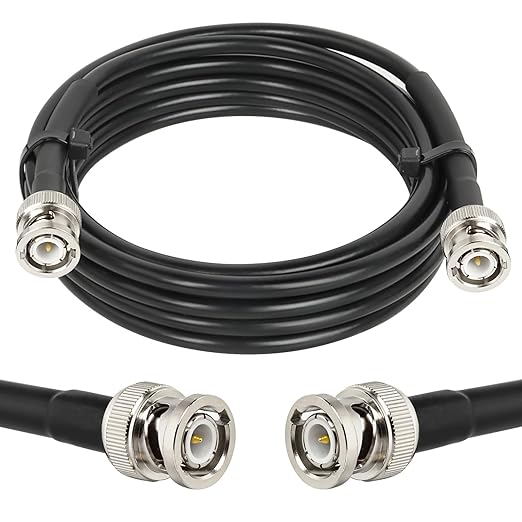 BNC Cable - 8FT RG58 50 ohm Male to Male Coax Cables Low Loss BNC Extension Coaxial Cable with for Antennas, RF Radios, Modems, Oscilloscopes, Spectrum, etc (Black)