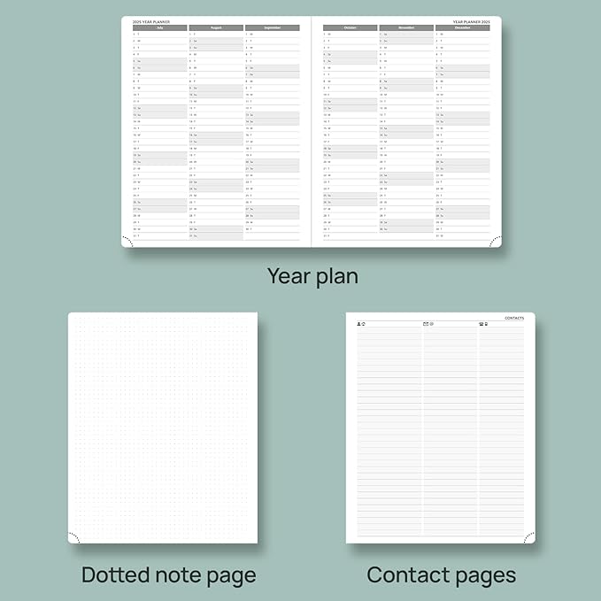 POPRUN Weekly Planner 2025-2026 (Large 8.5''x 10.5'') Academic Calendar (JUL.25 - JUN.26) Appointment Book with Monthly Tabs, Leather Soft Cover, Inner Pocket, 100 GSM - Pink