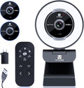 Vitade Zoomable Webcam with Remote Control, 1080P 60FPS Streaming with Ring Light and Microphone, Pro USB Webcam with 5X Digital Zoom and Privacy Cover for Zoom/Skype/Teams/PC/Laptop/Mac