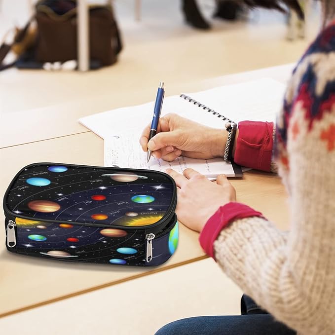 Pardick Solar System Planet Big Capacity Pencil Pen Case Universe Galaxy Large Pencil Pouch with Zipper Compartments Pencil Bag for Boys Girls Adults Student Office School Supplies