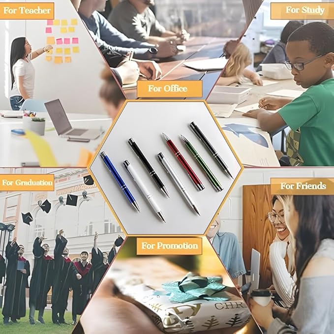 Yucold Customized ballpoint pens in bulk, personalized ballpoint pens with free engraving, for use in companies, enterprises, graduation anniversaries (Silver,390)