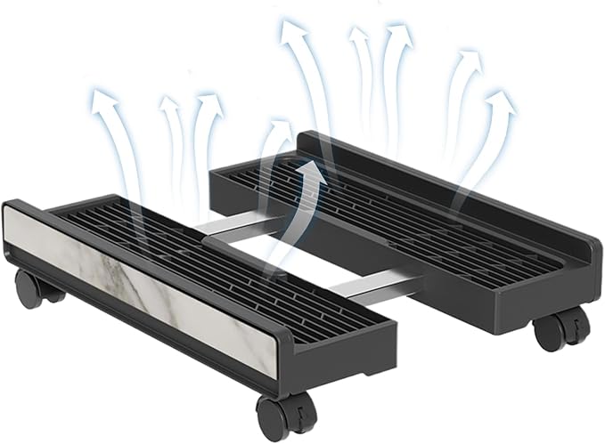 PC Case Stand - Adjustable Portable Shelf | Adjustable Computer Tower Stand with Brake Wheels, Portable Under-Desk Shelf for Laptops, Printers, Monitors, Game Setups, Office, and Floor Storage