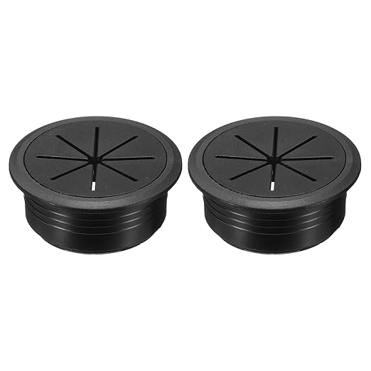 uxcell 2 Pcs Desk Grommet, 2.09 inch 53mm Desk Cable Hole Cover Wire Hole Insert for Home Office Table Cabinet Cord Organizer, Black