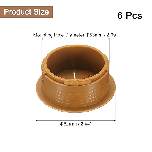 uxcell 6 Pcs Desk Grommet, 2.09 inch 53mm Desk Cable Hole Cover Wire Hole Insert for Home Office Table Cabinet Cord Organizer, Brown