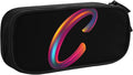 Cute Initial Pencil Case for Kids Students, Large Capacity Pencil Pouch for Boys Girls, Letter Design Pencil Box Pen Bag Office Stationery Organizer, Rainbow Letter C