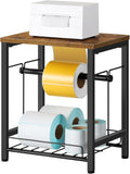 smusei Label Holder Thermal Shipping Label Holder for Rolls & Fan-Fold, Sticker Roll Holder with Basket Desktop Label Roll Dispenser Accessory for Home, Office, Small Business, Rustic Brown