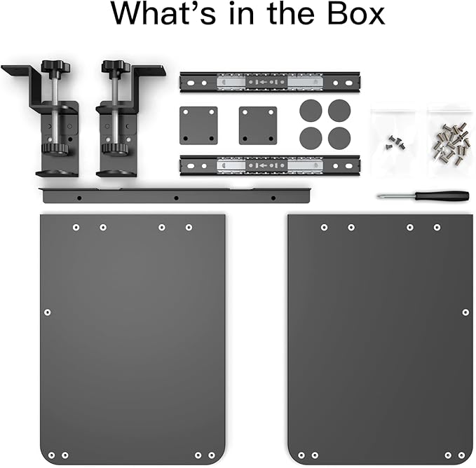 Large Keyboard Tray Under Desk Pull Out with Adjustable C-Clamp, Ergonomic Slide-Out Computer Keyboard and Mouse Platform Drawer for Office and Home Typing (Black)