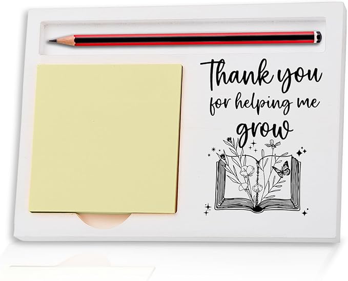 Thank You for Helping me Grow, End of The Year Teacher Sticky Note Holder Gift, Back to School, Teacher Appreciation Week Quote Self-Stick Note Pad Holders ZBA14