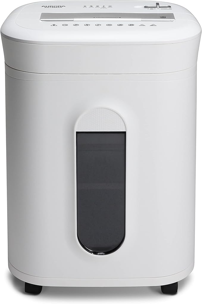 Aurora Heavy Duty Anti-Jam 15-Sheet Crosscut Shredder/60 Min Run Time/ 6-Gallon Pullout Basket, White