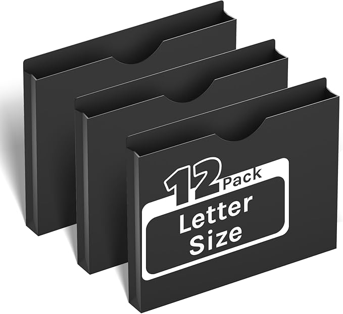 ANSOOK Plastic File Jackets & File Pockets,12 Pack Manila File Folders Letter Size,Heavy Duty Expanding Manila File Jackets, Reinforced Straight Cut Tab,1 inch File Jacket Folders