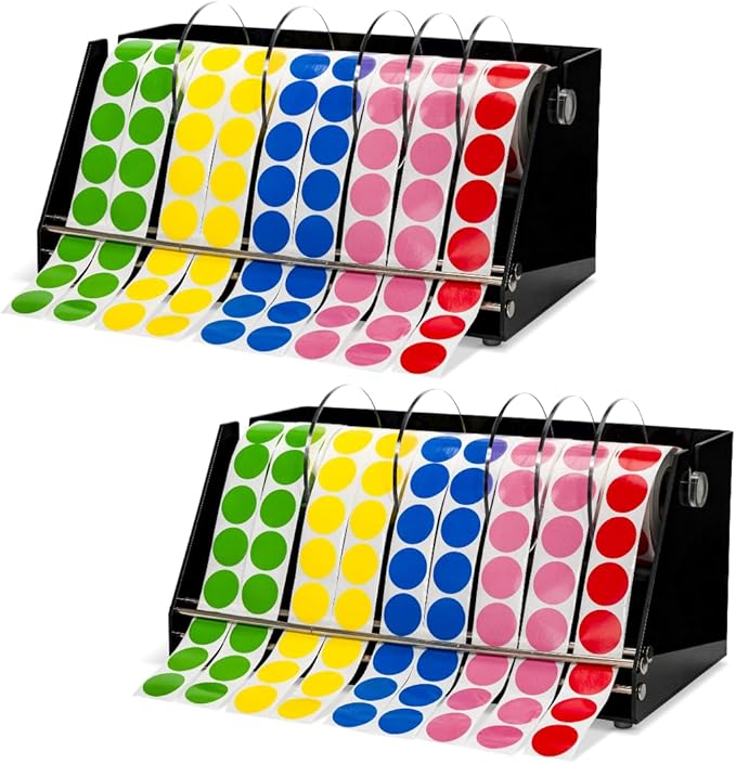 Multi-Use Large Label Dispenser for Rolls of Sticker Labels - 11.8"x6.7"x5.5", Heavy-Duty, Wall-Mountable Acrylic Sticker Roll Dispenser, Anti-Slip (Pack of 2)