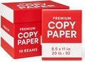 Copy Paper 8.5 x 11, 20 lb, 92 Brightness – 10 Ream Case (5,000 Sheets) | Premium Printer & Copier Paper for Office, School, Home | Jam-Free, Acid-Free, White Paper
