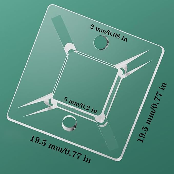 zip tie mounts （100PCS）,transparent adhesive wire clips19.5mm-19.5mm，100PCS 150mm adhesive zip cable tie mounts(white)