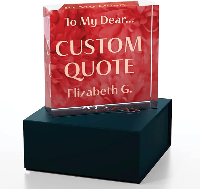 Personalized Gifts, Custom Quote Block Letter Board,Crystal-Clear Acrylic With Gift Box,17 Styles, Holiday and Christmas Gift for Mom, Dad, Girlfriend, Him or Her, Husband, Wife (4"x4, Rosy)