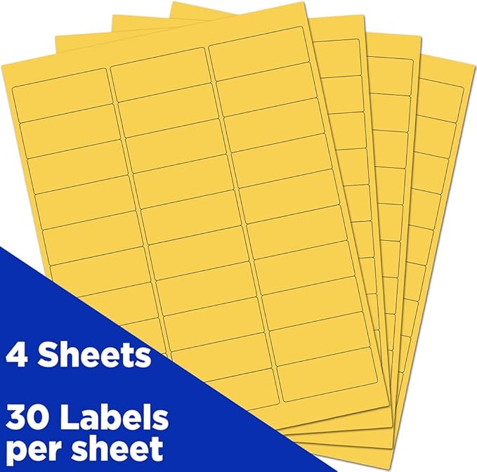 JAM PAPER Return Address Labels - Standard Mailing - 1 x 2 5/8 - Yellow - 120 Shipping Labels/Pack