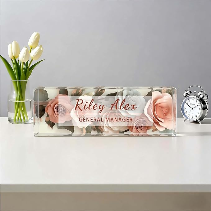 Custom Name Plate for Desk, Acrylic Name Plate Office Desk Decor for Women, Coworkers, Teacher, Employee Appreciation Gifts (S14)