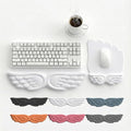 Angel Wing Keyboard Wrist Rest Set, 3 Piece Cloud Wrist Rest for Computer Keyboard with Mouse Wrist Rest and Coaster, PU Leather Memory Foam Wrist Support for Office, Home and Gaming (White - A)