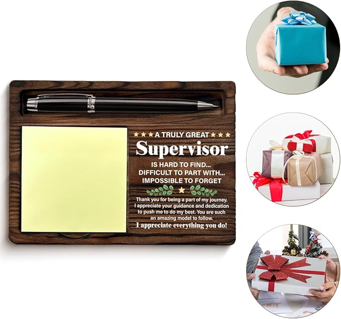 Best Supervisor Gifts for Women Men, Thank You Gifts for Supervisors Boss Leader Boss's Day Promotion Retirement Birthday, Supervisor Gift Sticky Note Holder for Office Cubicle Decor