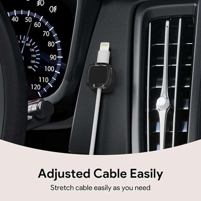 Magnetic Cable Clips, Adjustable Cord Holder Management, Adhesive Wire Keeper Organizer for Home Office Desk Phone PC Car Wall Desktop Nightstand Appliance (9-Pack Black Crystal)