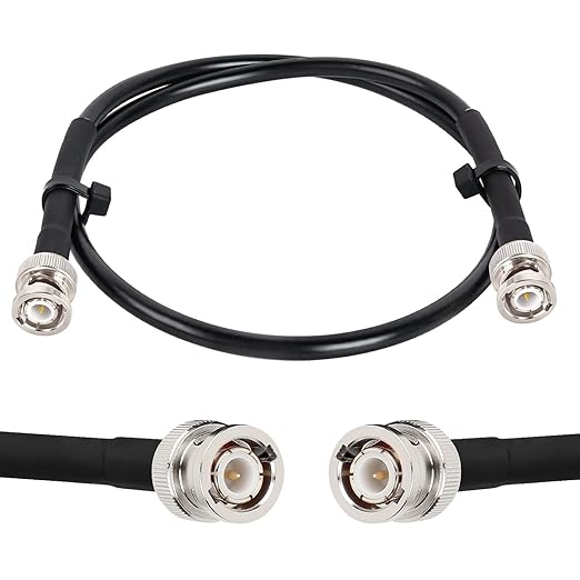 BNC Cable - 2FT RG58 50 ohm Male to Male Coax Cables Low Loss BNC Extension Coaxial Cable with for Antennas, RF Radios, Modems, Oscilloscopes, Spectrum, etc (Black)