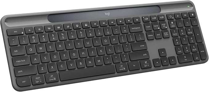 Logitech Signature Slim Solar+ Wireless Bluetooth Keyboard K980, Solar and Artificial Light Powered, Up to 10 Years Battery Life, Customizable Keys - Graphite