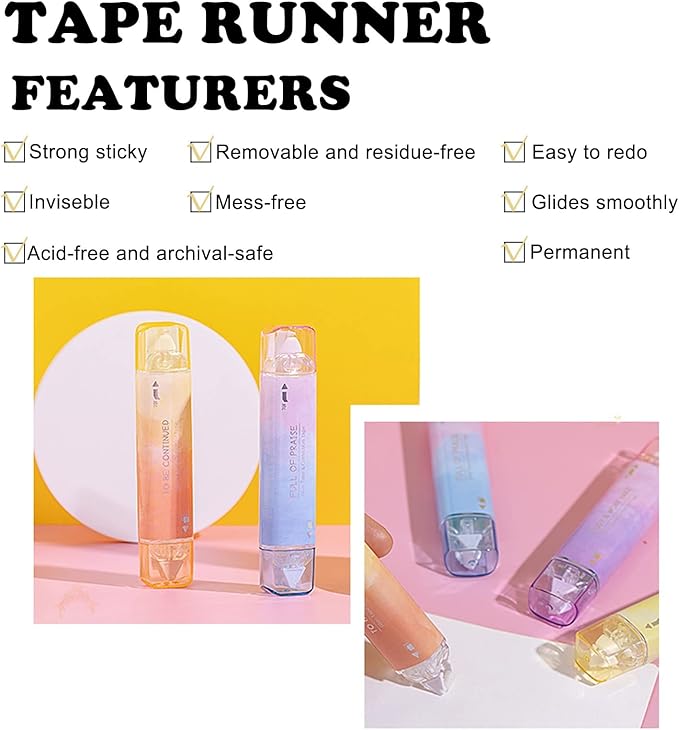 BITOSEE 2 in 1 Correction Tape and Double Sided Tape Roller, Cute Quick Dry Japan Correction Tape, with Permanent Scrapbook Adhesive Tape Dispenser, for School Office Supplies(SH-C)