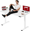 SANODESK Standing Desk Height Adjustable Electric Stand up Desk 63x28 Inches Sit Stand Home Office with Splice Board, White Frame/White Top