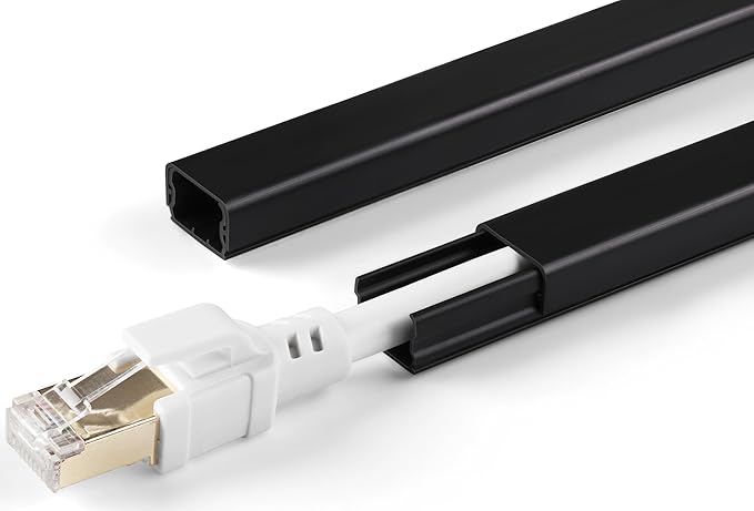 ZhiYo Cord Hider for One Wire, 102in Cable Hider Concealer, Paintable Wall Wire Covers, PVC Cable Management Raceway for A Thick Extension Cord, 6 x L17in W0.59 H0.4in, Black