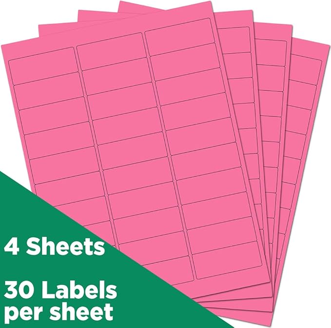 JAM PAPER Return Address Labels - Standard Mailing - 1 x 2 5/8 - Ultra Pink - 120 Shipping Labels/Pack