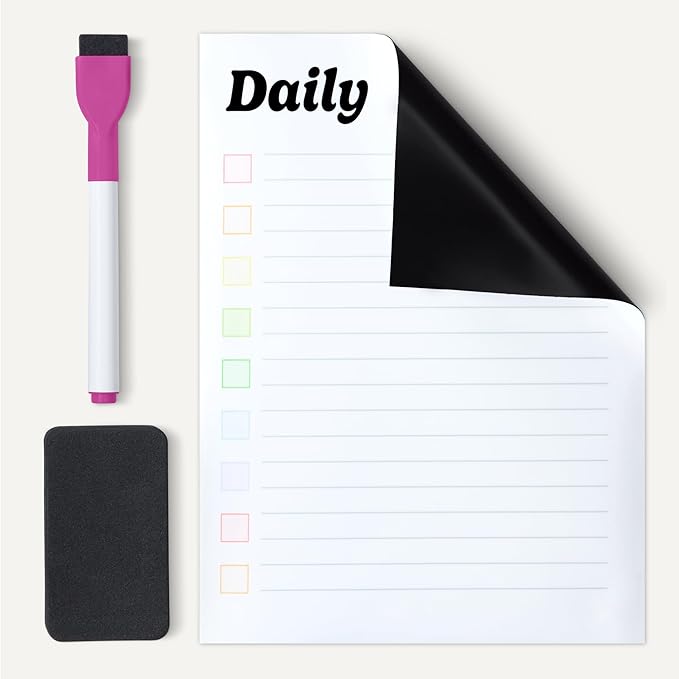 Amazon Basics Magnetic Dry Erase Calendar Whiteboard Set (3-Pack) for Fridge, 8 Markers and Eraser