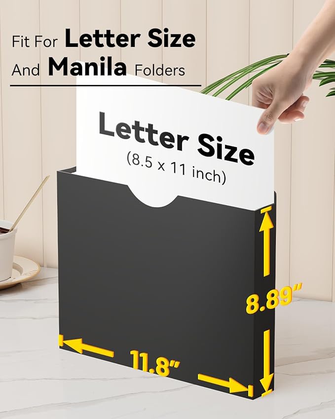 ANSOOK Plastic File Jackets & File Pockets,12 Pack Manila File Folders Letter Size,Heavy Duty Expanding Manila File Jackets, Reinforced Straight Cut Tab,1 inch File Jacket Folders