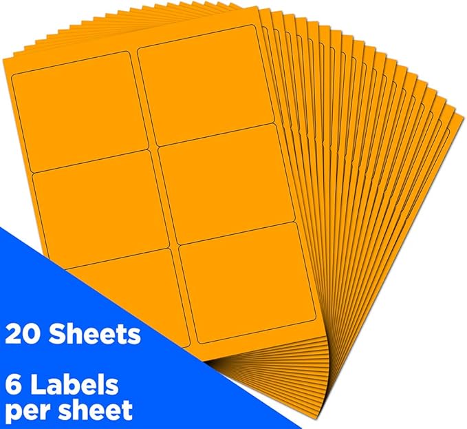 JAM PAPER Shipping Address Labels - Large - 3 1/3 x 4 - Neon Fluorescent Orange - 120/Pack