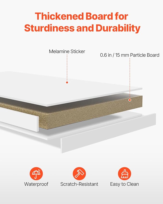 VEVOR Desktop Bookshelf, Storage Organizer with 5 Shelves for Computer Desk, Wooden Shelf Desk Hutch with Anti-Slip Feet Pads, Desk Top Display Rack for Office, Home & Dorm, White