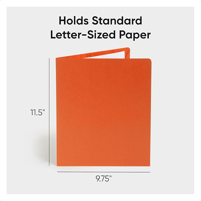 Smead Two-Pocket Heavyweight Folder, Paper Folders with Pockets, Letter Size, Orange, 25 per Box (87858)