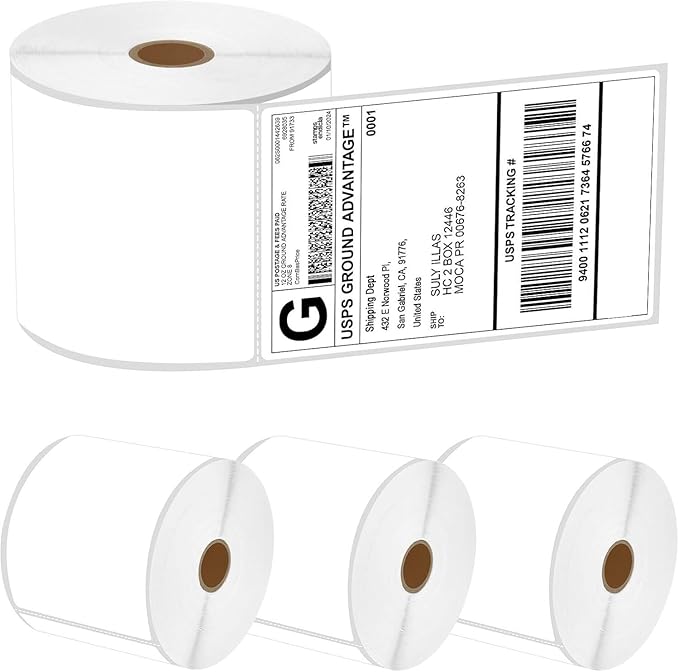NineLeaf 4 Roll 4''x6'' Direct Thermal Shipping Address Labels with 500 Labels/Roll Compatible for Zebra 2844 ZP-450 ZP-500 ZP-505 Eltron Rollo Thermal Label Printers