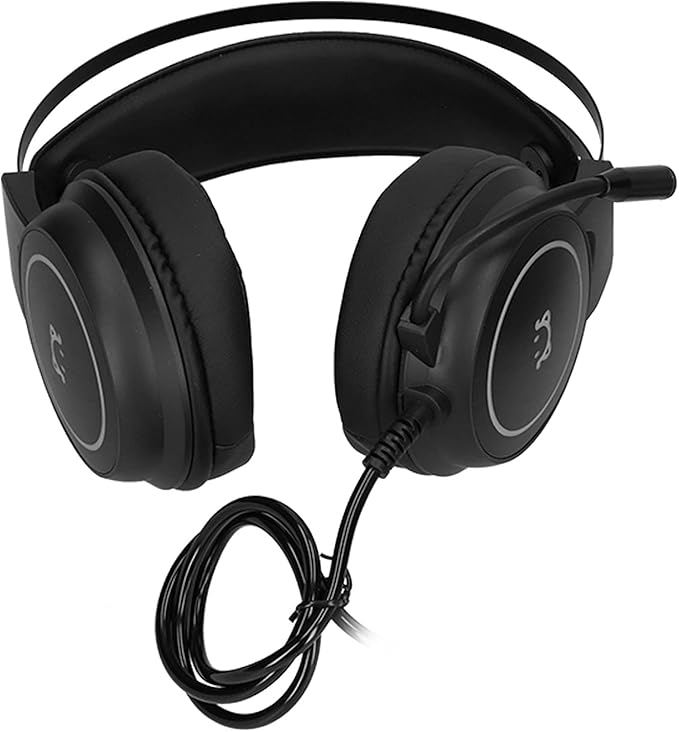 ChiweiJ Head Mounted Gaming Headset with 50mm Speaker Unit, Over Ear Stereo Headphone, 360° All Round Pointing Bendable Microphone, USB 7.1 Surround Sound for PC Gaming and Music Listening (Black)