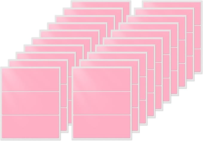 FINDAT Colored Labels Stickers 4×2 Inch Rectangle Vinyl Pink Sticker Removable Assorted Color Coding Name Tag for File Folder Classroom Office Inventory Marking 60 PCS