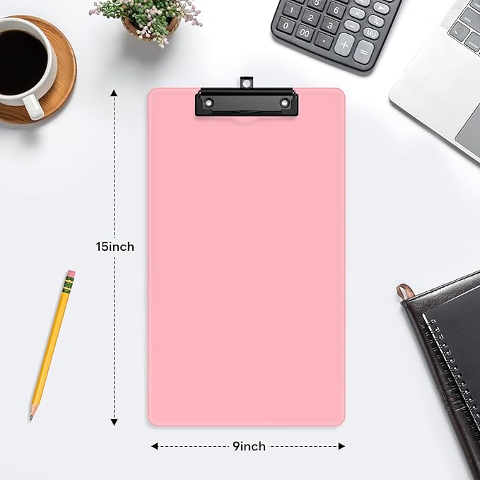 Zoenley Legal Size Clipboard Set of 6, Pink 8.5 x 14 Clip Board for Lawyer, Nurse, Business, with Low Profile Black Clip, Office & School Supplies