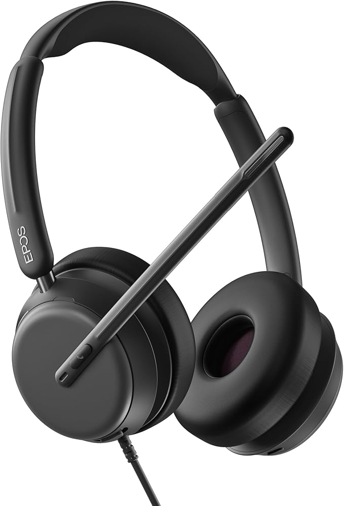 EPOS Impact 860 ANC Double-Sided Wired Headset with Active Noise Cancellation, USB C and USB A, Super Wideband, Lightweight, Comfortable Fit, Microsoft Teams & Zoom Compatible for Office & Remote Work