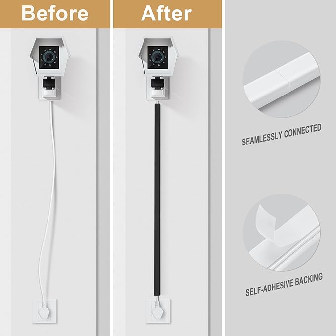 ZhiYo Mini Cord Hider - 170in PVC Self-Adhesive Cord Cover for TV, Extension Cord & USB Wires - Black Wall Cable Hider for Wall Mounted TV - Seamless Connection