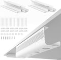 KHAMAL Cable Management Under Desk 52PCS - Cable Management Tray Kit Ventilated Hexagonal Design with Cable Clips, Wire Ties, Cord Holder & Screws for Office, Home - 4 White Sets