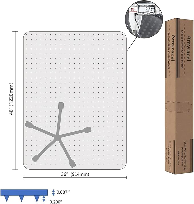 Amyracel Chair Mat for Carpet, 48'' x 36'' Clear Computer Desk Chair Mat for Low Pile Carpeted Floors, Easy Glide Plastic Floor Mat for Office Chair on Carpet Protection