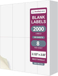 NextDayLabels – 2.125" x 5.5" Rectangle Sticker Labels for Printer - White Laser/Inkjet Printer Labels Return Address Labels Shipping Label Stickers (250 Sheets, 8 Per Sheet, 2000 Labels)