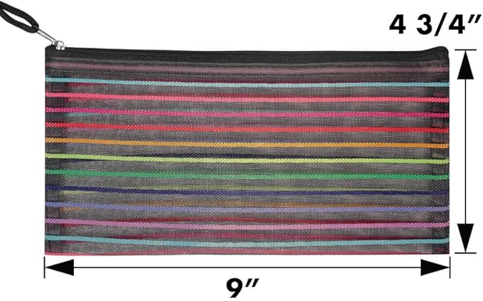 selizo 6 Pcs Pencil Pouch Plastic Pencil Cases Zipper Mesh Pouch Bag for Office Pen Cosmetic Makeup