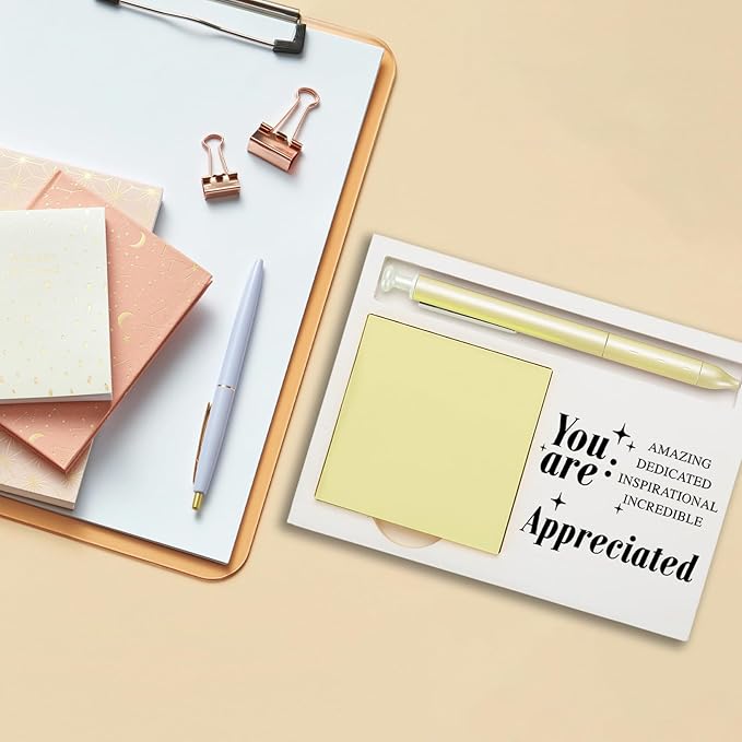 You are Appreciated Sticky Note Holder, Thank You Appreciation Gift for Her Friends Colleagues Employee Mentor Work Friend Teacher Wood Self-Stick Note Pad Holders ZBA8
